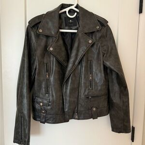 7 For All Mankind Dark Brown Leather Jacket